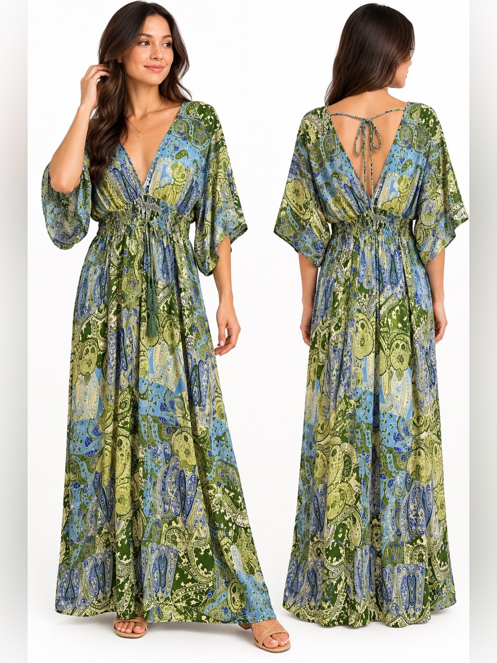Karma Highway blue and green maxi dress